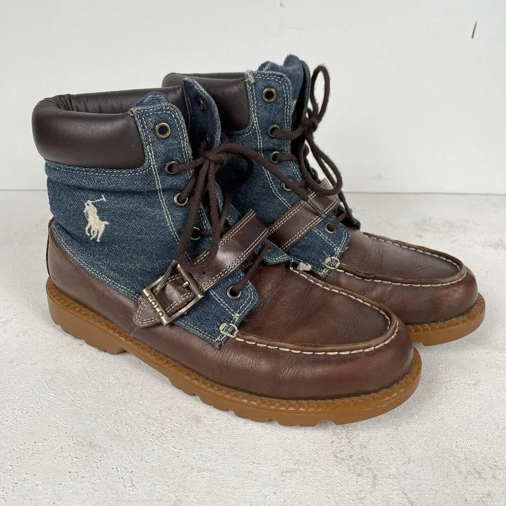 Polo Ralph Lauren Boots Boys 5.5‎ RANDEN Fashion Boot Denim Chocolate